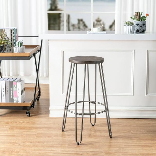 29" Quinn Barstool Metal - ACEssentials: Powder-Coated Steel Frame, Fixed Height, Mid-Century Modern Design