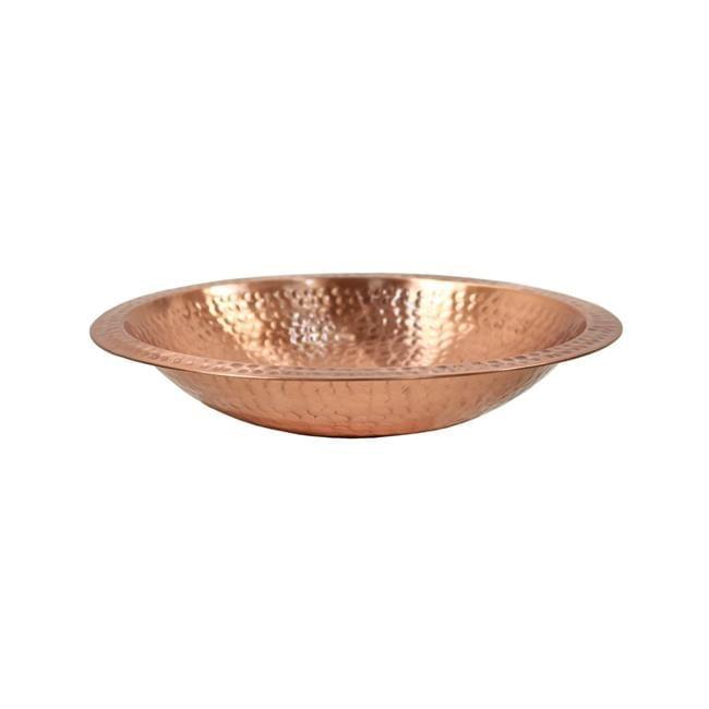 14" Hammered Polished Copper Birdbath Bowl