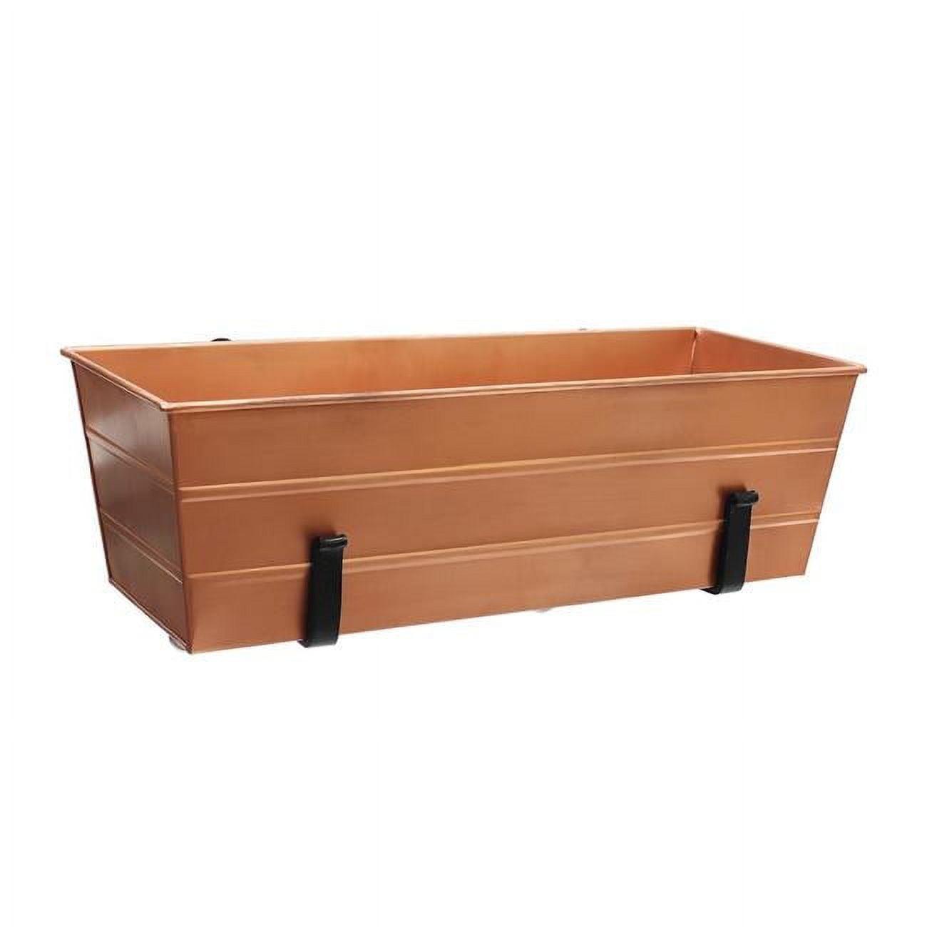 24" Wide Rectangular Flower Box Copper Plated with Clamp Brackets - ACHLA Designs: Outdoor Railing Mount