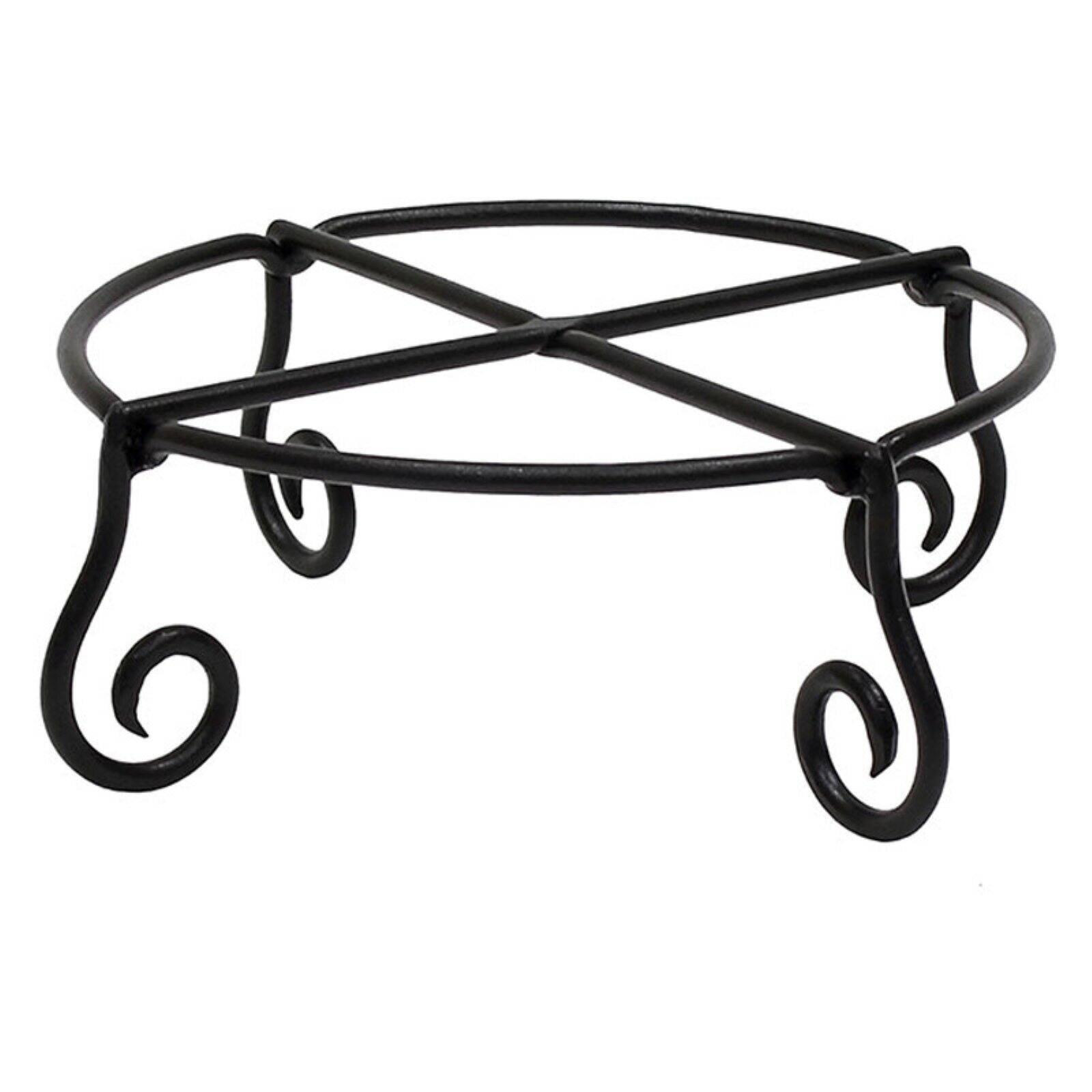 Black Wrought Iron Circular Plant Stand with Scroll Legs