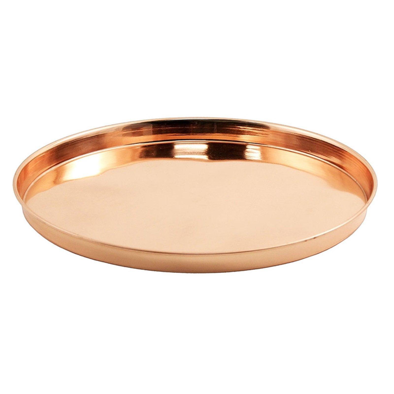 12.5" Decorative Round Stainless Steel Tray Copper Plated Finish - ACHLA Designs: Versatile Indoor/Outdoor Use, Elegant Centerpiece