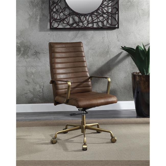 Saturn Leather Swivel Executive Chair with Gold Frame