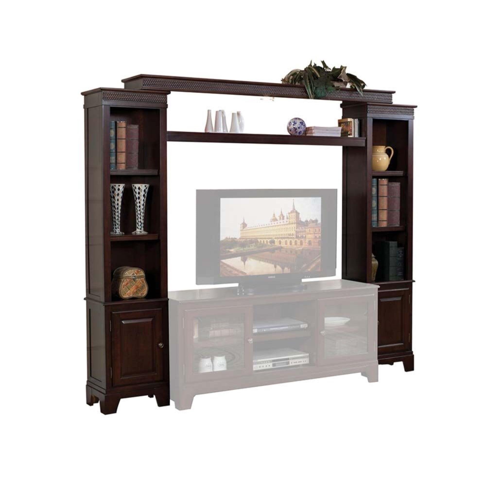 Halden Merlot 94'' Open Shelving Entertainment Center with Light Bridge