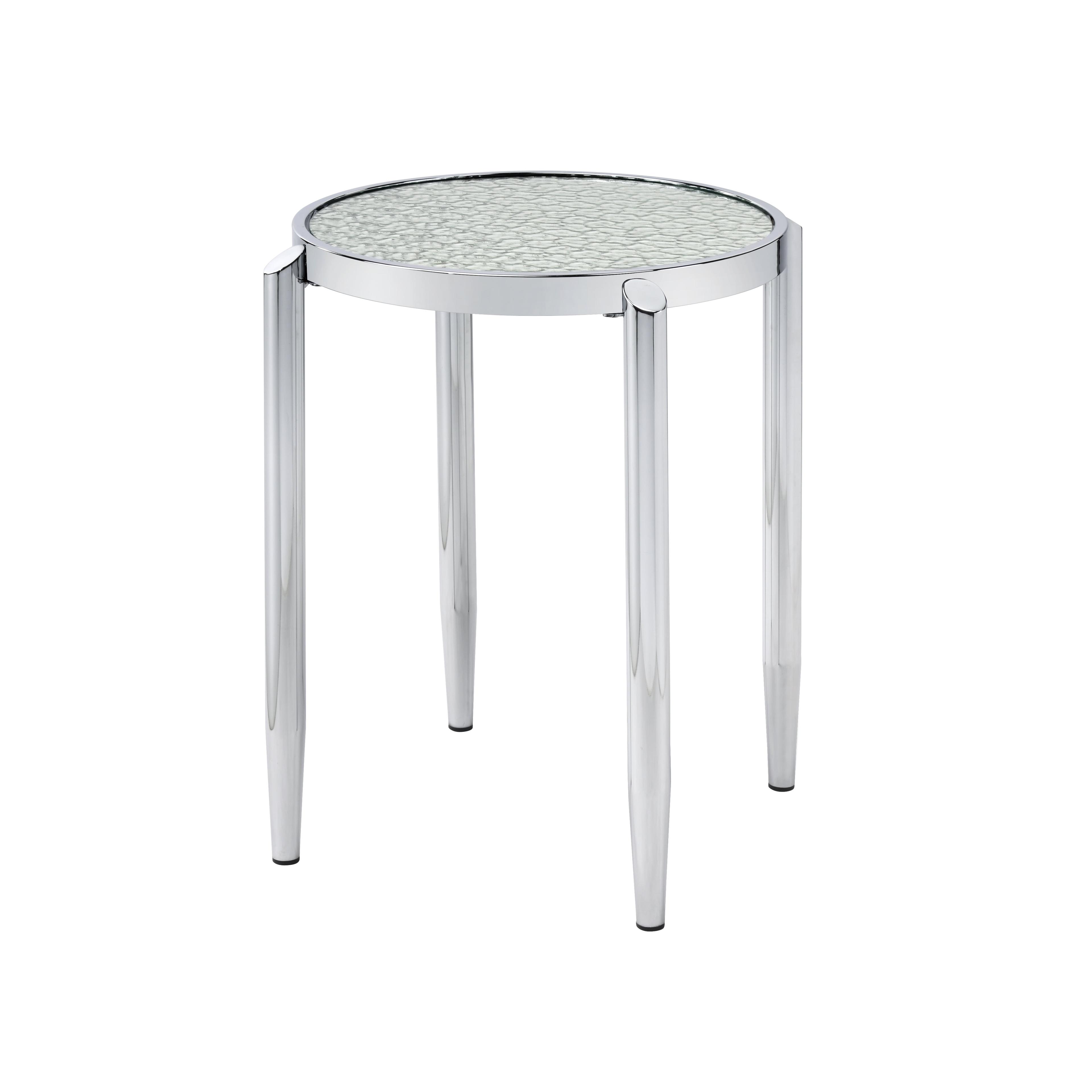 Abbe 22" Round Mirrored Glass and Chrome End Table