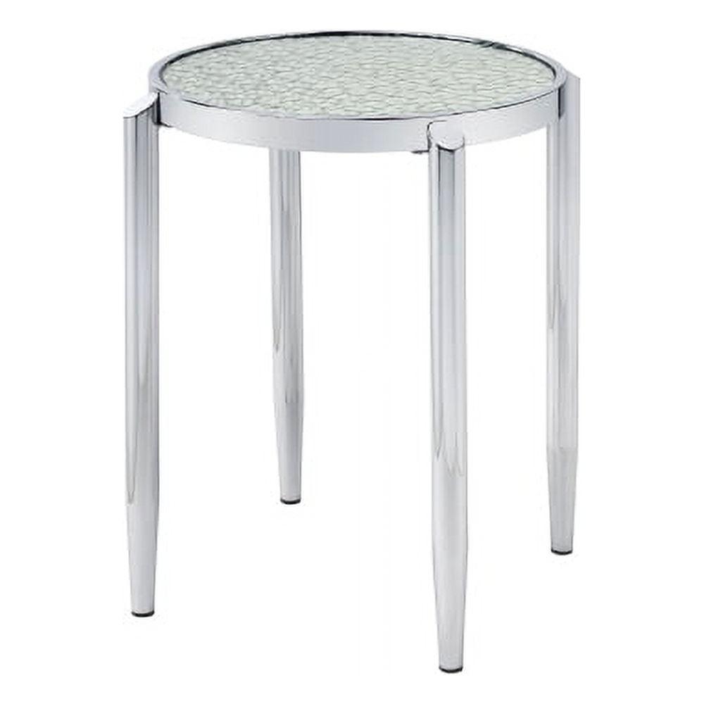 Abbe 22" Round Mirrored Glass and Chrome End Table