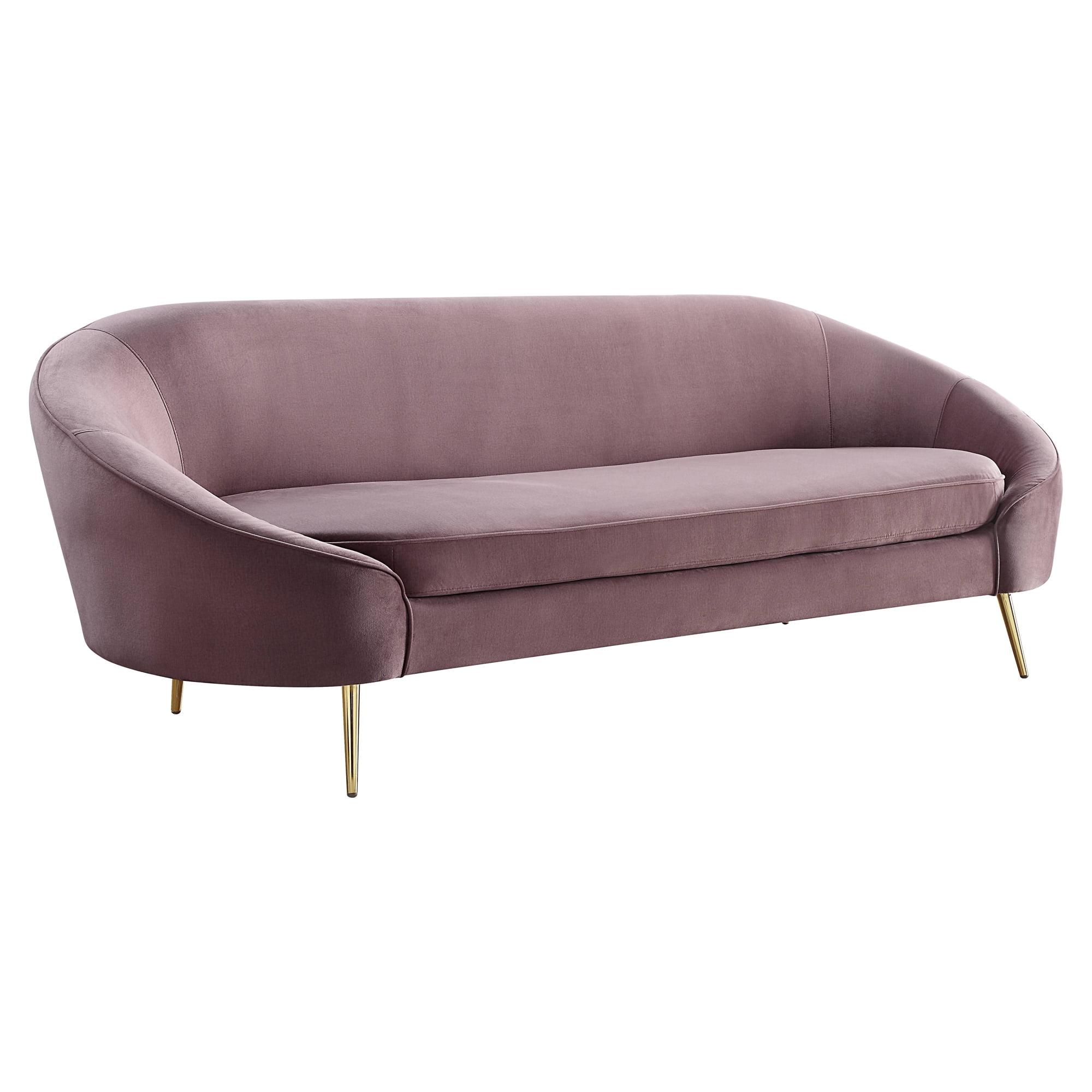 Luxurious Pink Velvet Curved Sofa with Gold Metal Legs