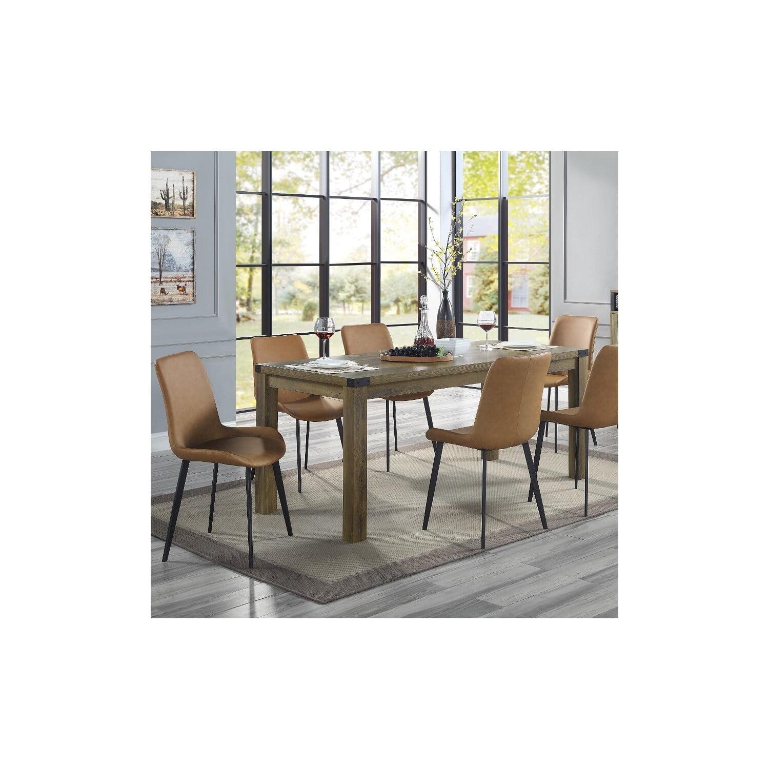 Abiram 21" Dining Chairs Brown - Acme Furniture: Upholstered Side, Kitchen, Metal Frame, Leather Textile