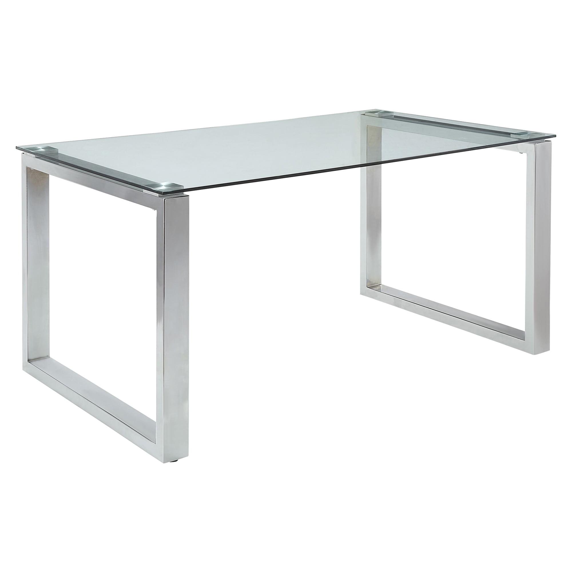 Clear Glass and Chrome Rectangular Dining Table for Six