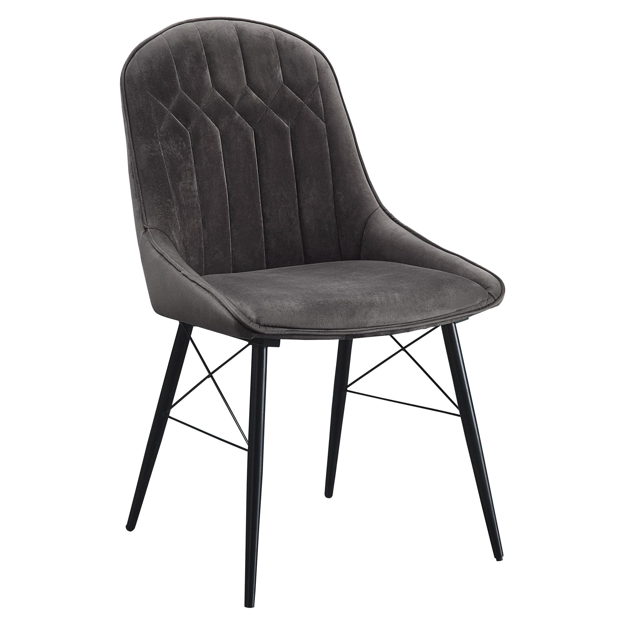 Elegant Gray Upholstered Side Chair with Metal Tapered Legs