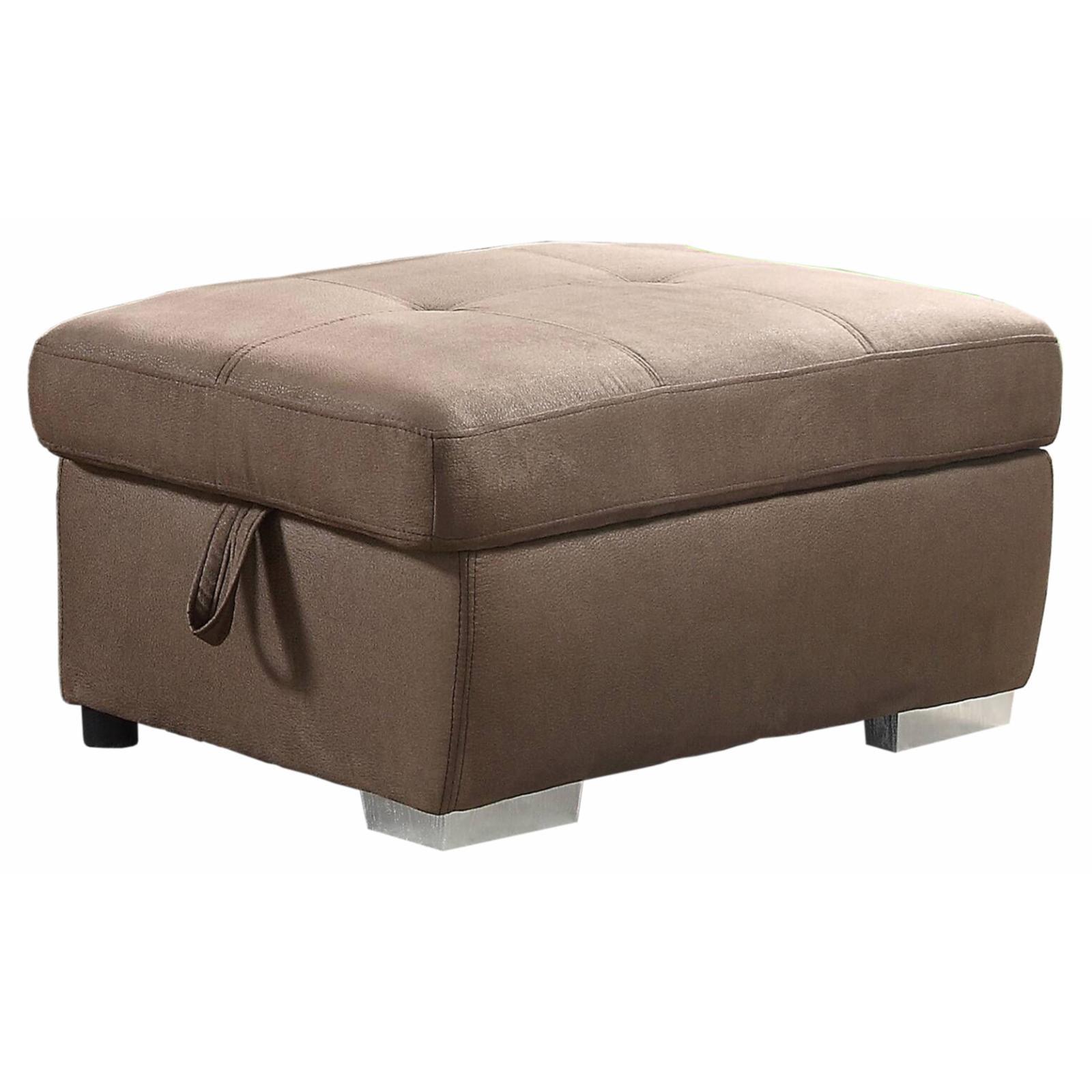 Brown Tufted Upholstered Storage Ottoman