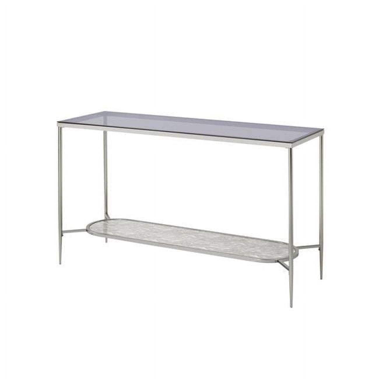 Elegance Chrome 48" Glass Console Table with Storage Shelf