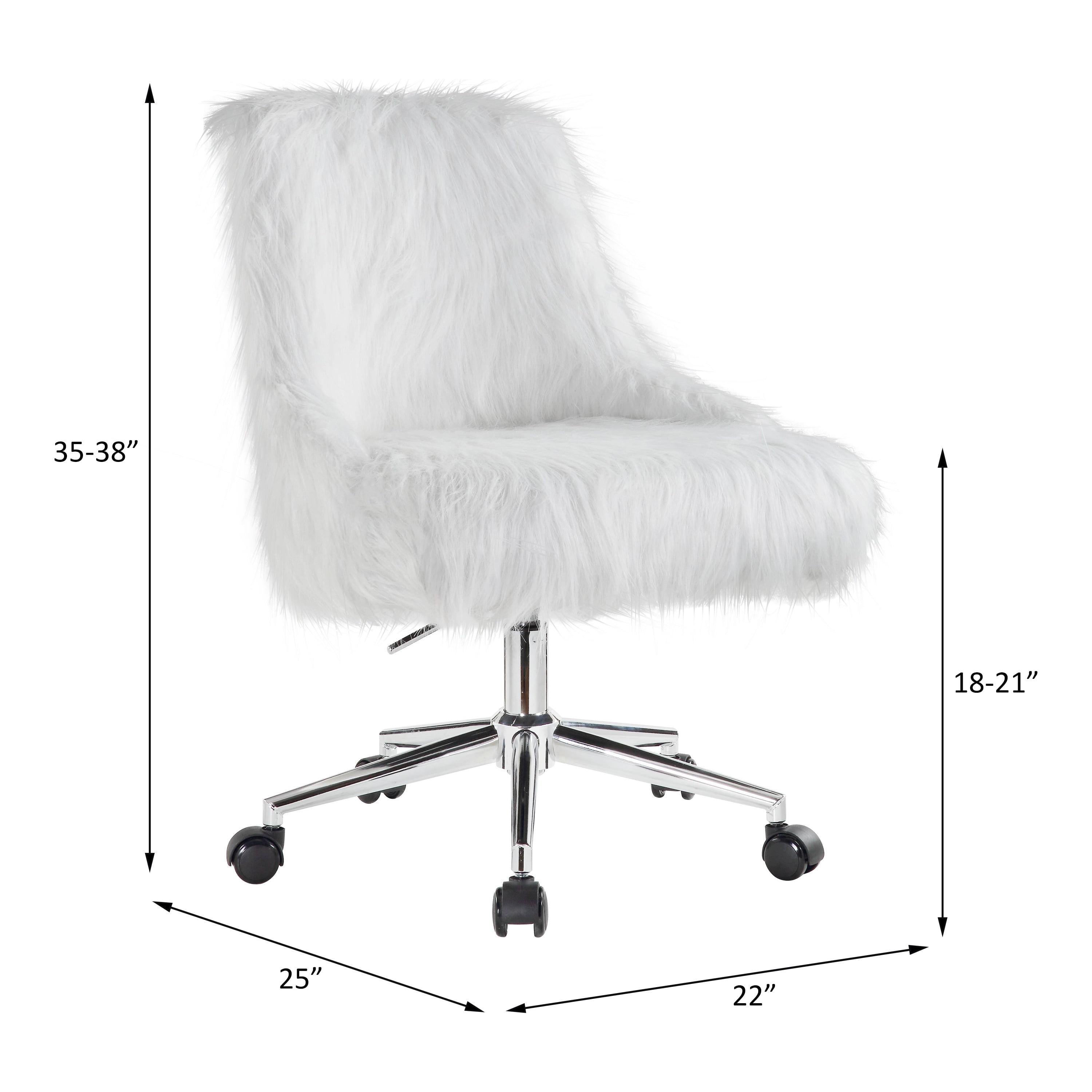 Arundell II Luxurious White Faux Fur & Chrome Swivel Office Chair