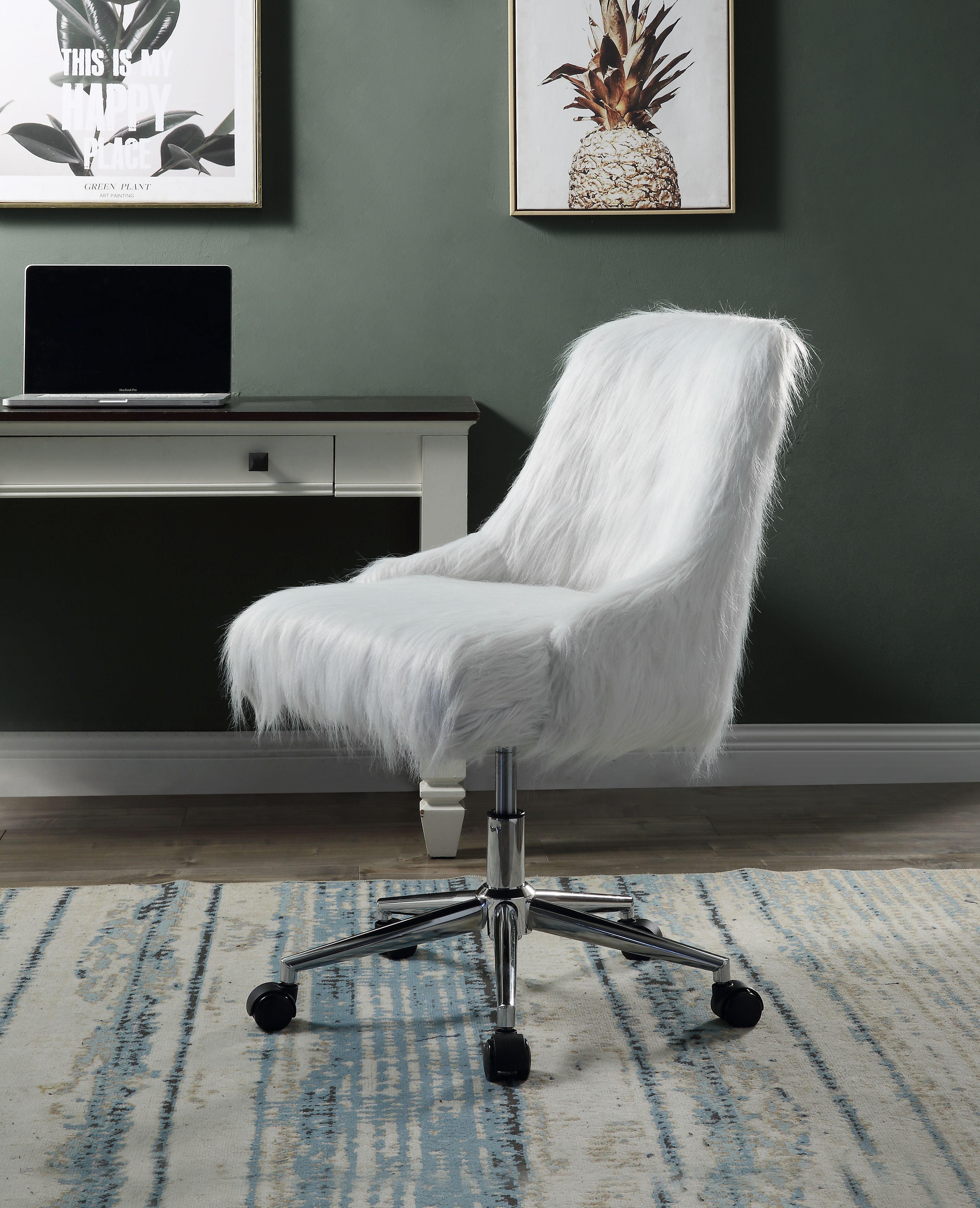 22" Arundell II Accent Chair White Faux Fur/Chrome Finish - Acme Furniture