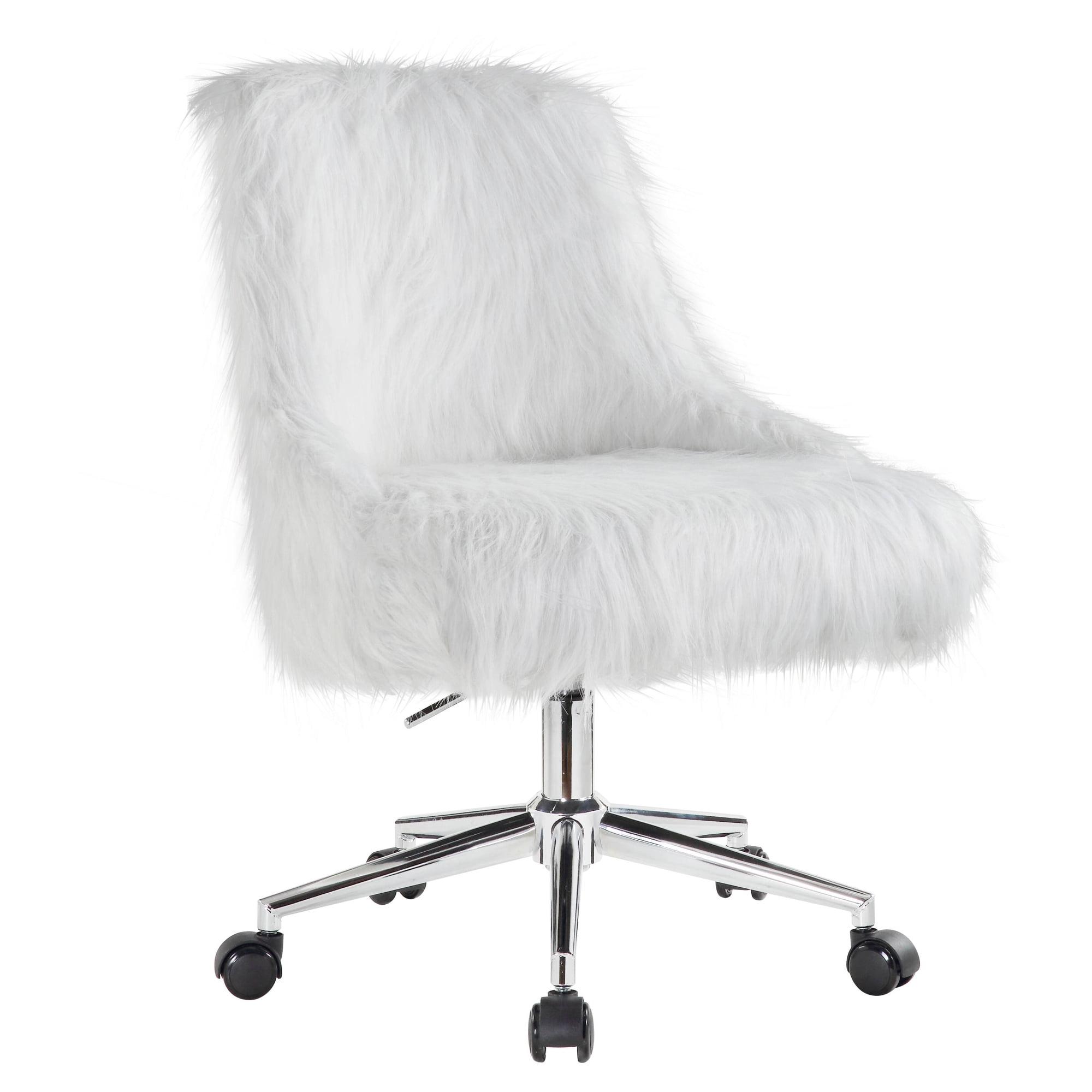 22" Arundell II Accent Chair White Faux Fur/Chrome Finish - Acme Furniture