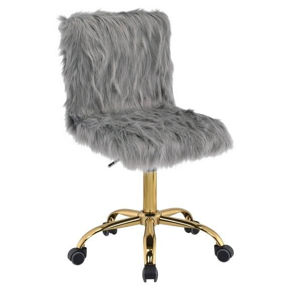 23" Arundell Accent Chair Gray Faux Fur/Gold Finish - Acme Furniture