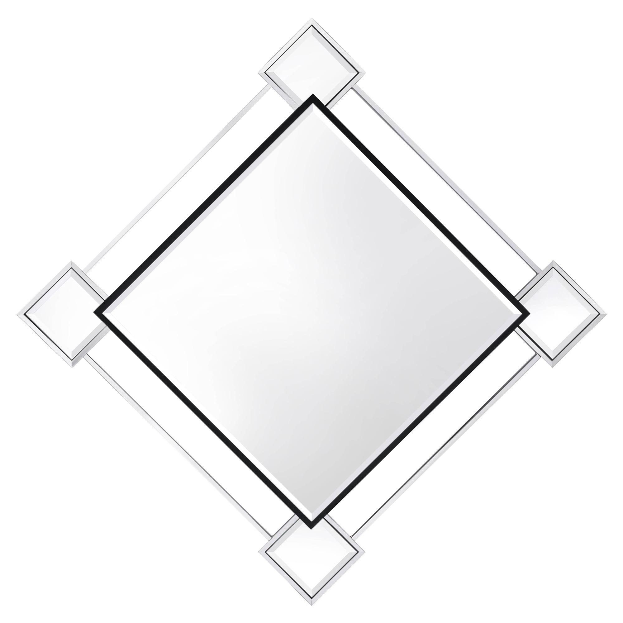 Elegant Diamond-Shaped Geometric Wall Mirror with Mirrored Trim