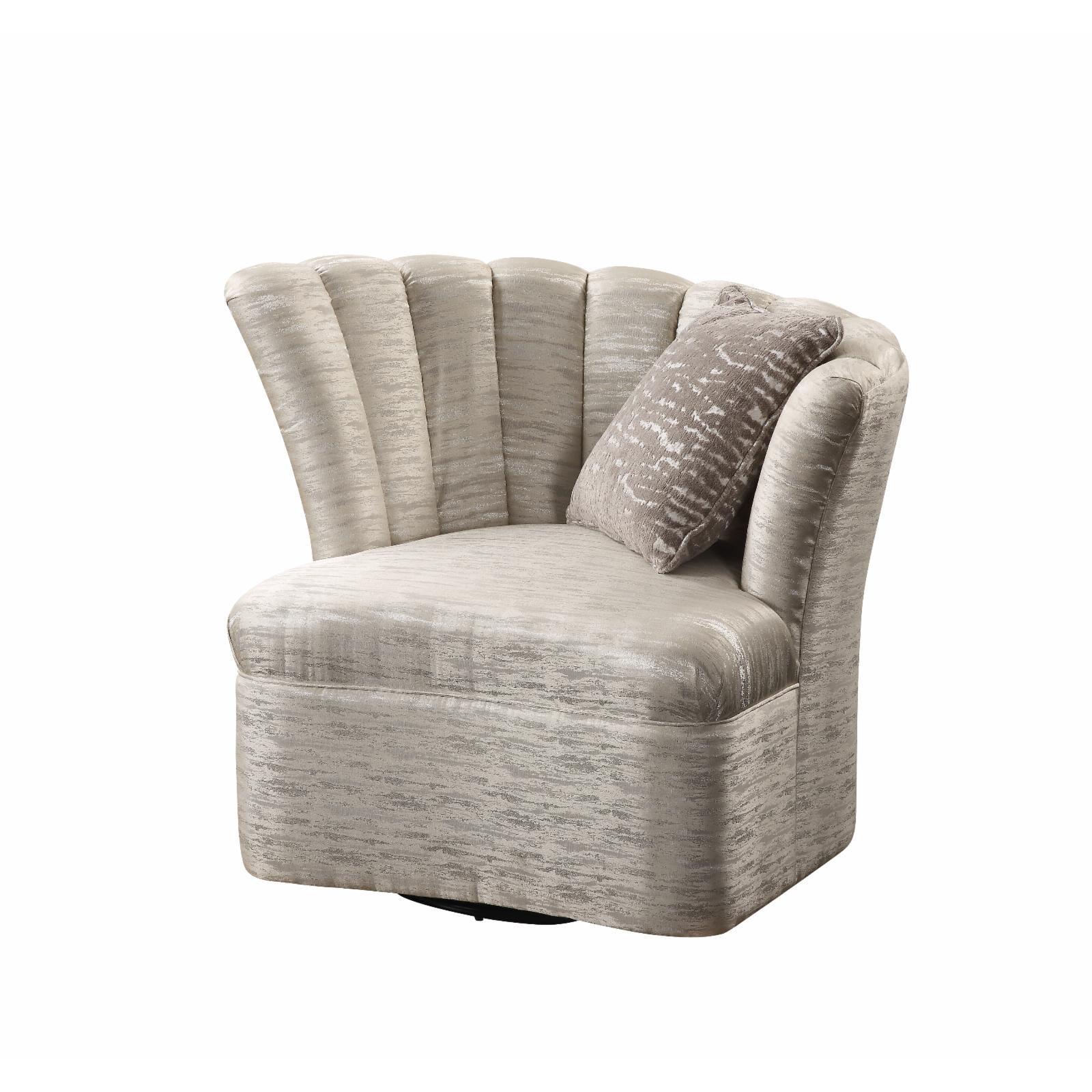 Athalia 42" Beige Wood Barrel Swivel Chair