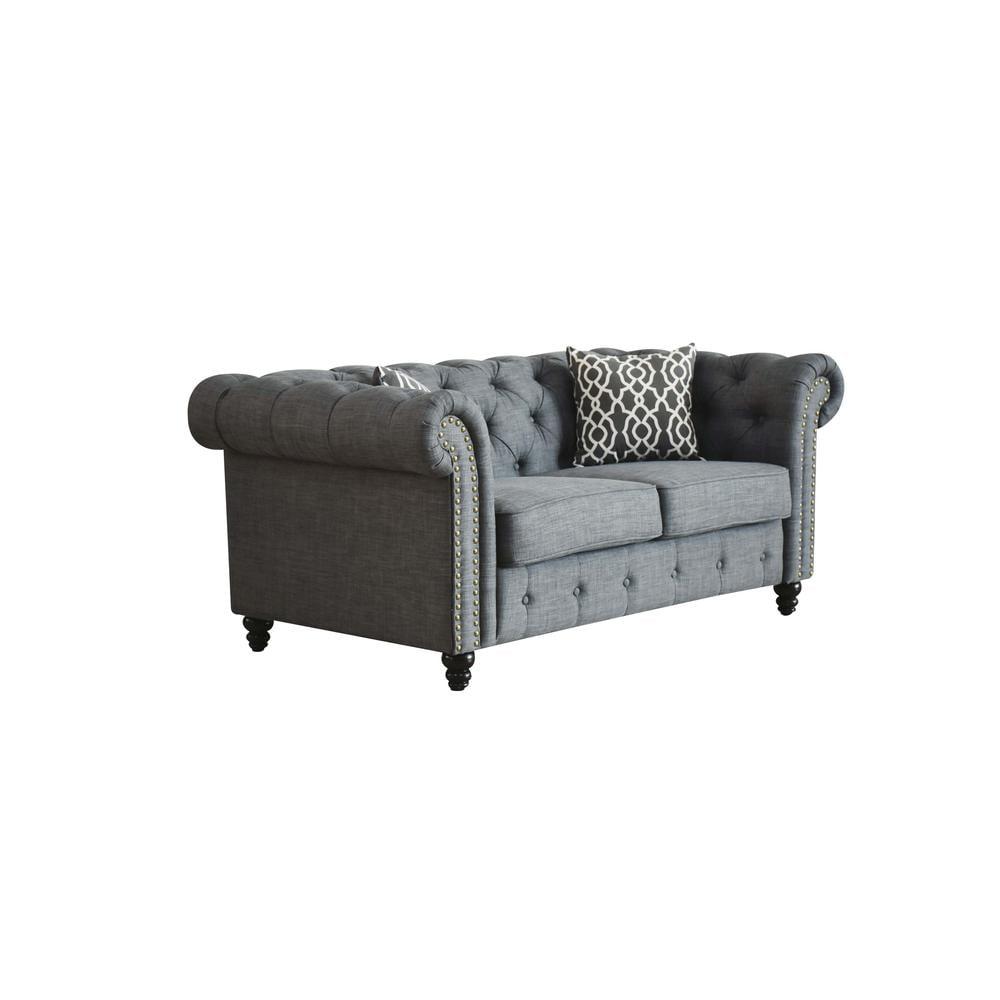 Acme Furniture Aurelia Loveseat w/2 Pillows, Gray Linen
