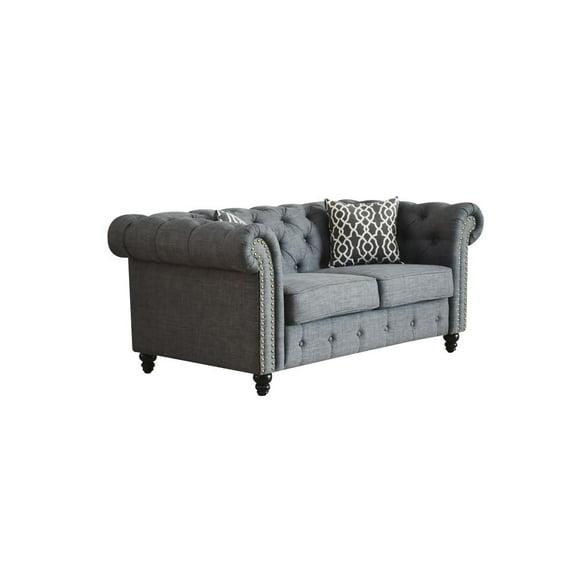 Acme Furniture Aurelia Loveseat w/2 Pillows, Gray Linen