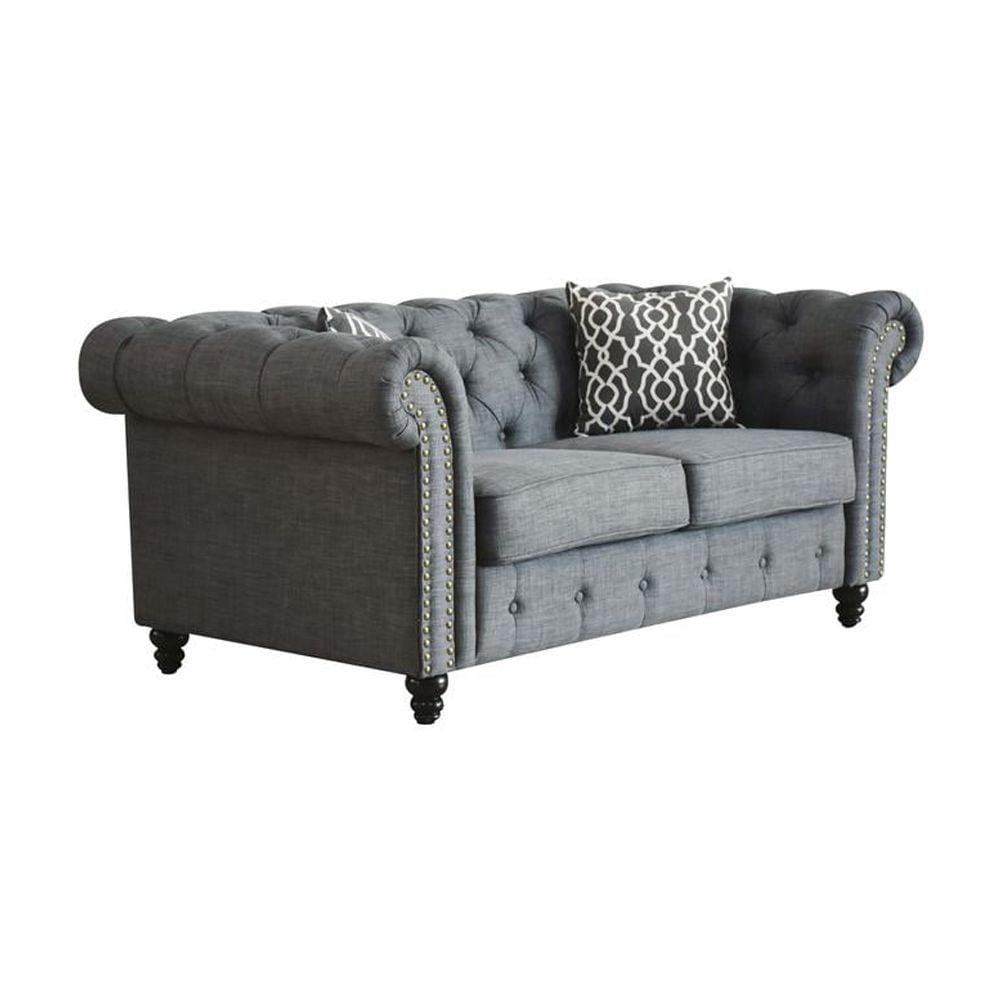 Acme Furniture Aurelia Loveseat w/2 Pillows, Gray Linen
