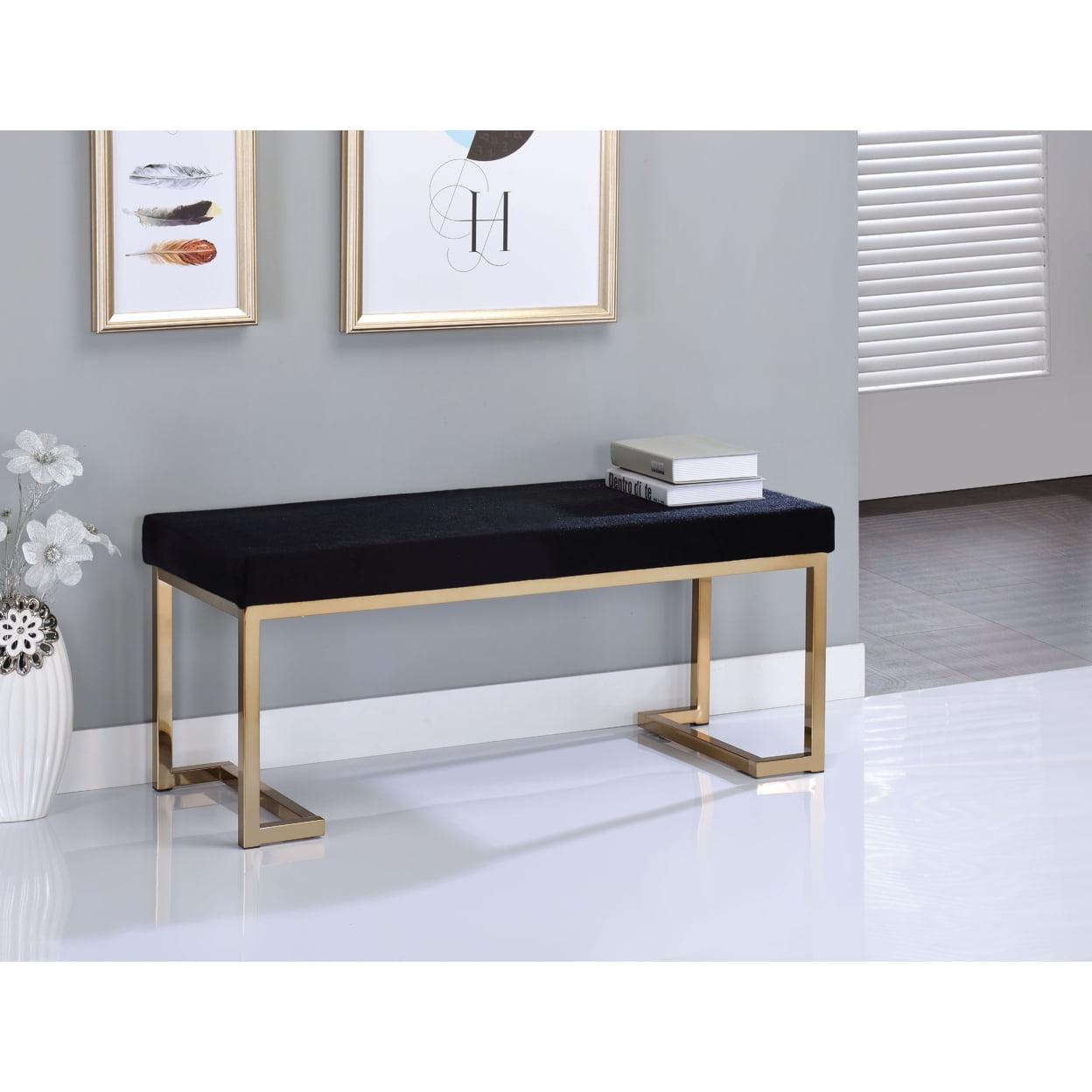 Black Polyester Bench with Champagne Gold Metal Base