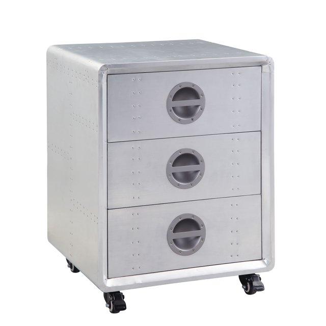 ACME Furniture Brancaster 3-Drawer Cabinet in Aluminum