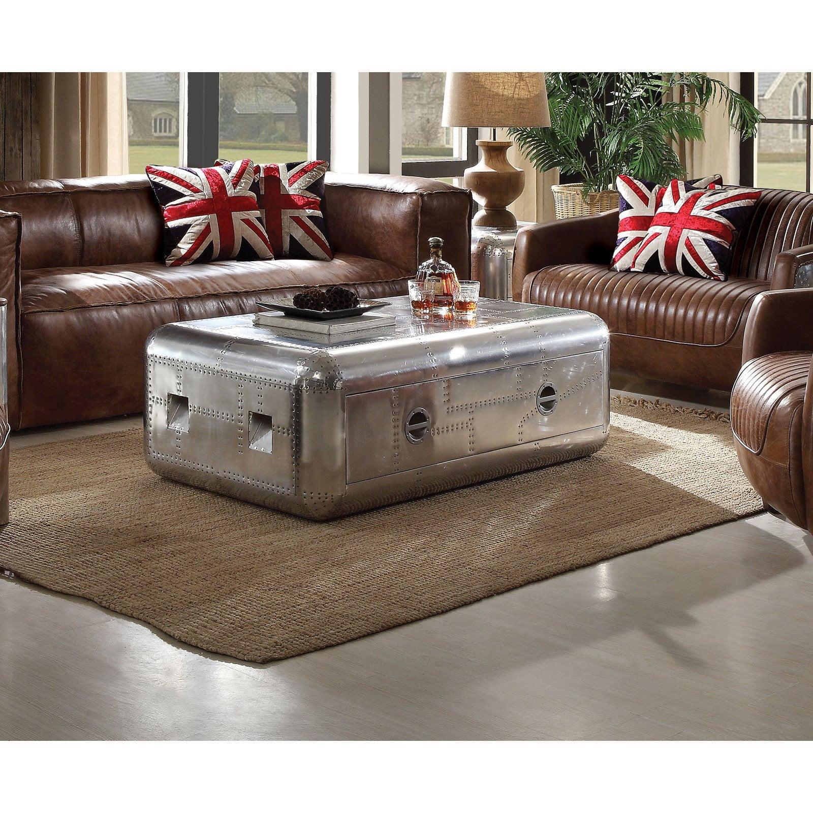 Brancaster Aluminum Rectangular Coffee Table with Storage