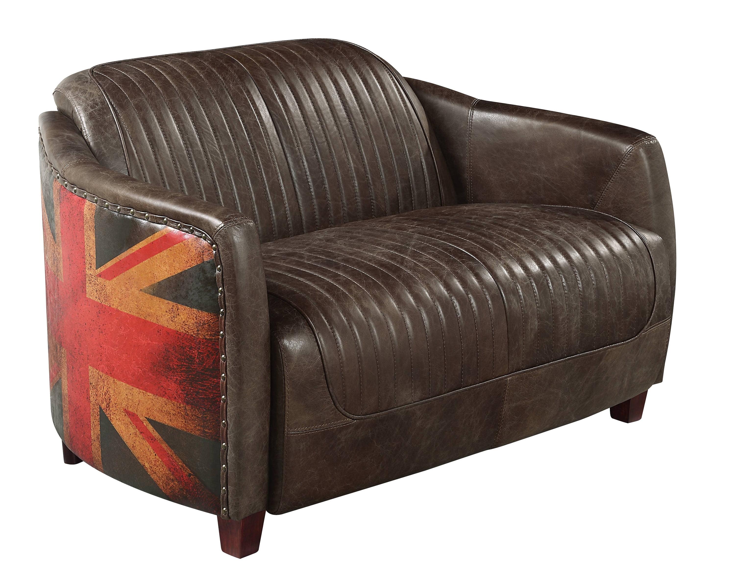 ACME Brancaster Loveseat, Antique Slate Top Grain Leather