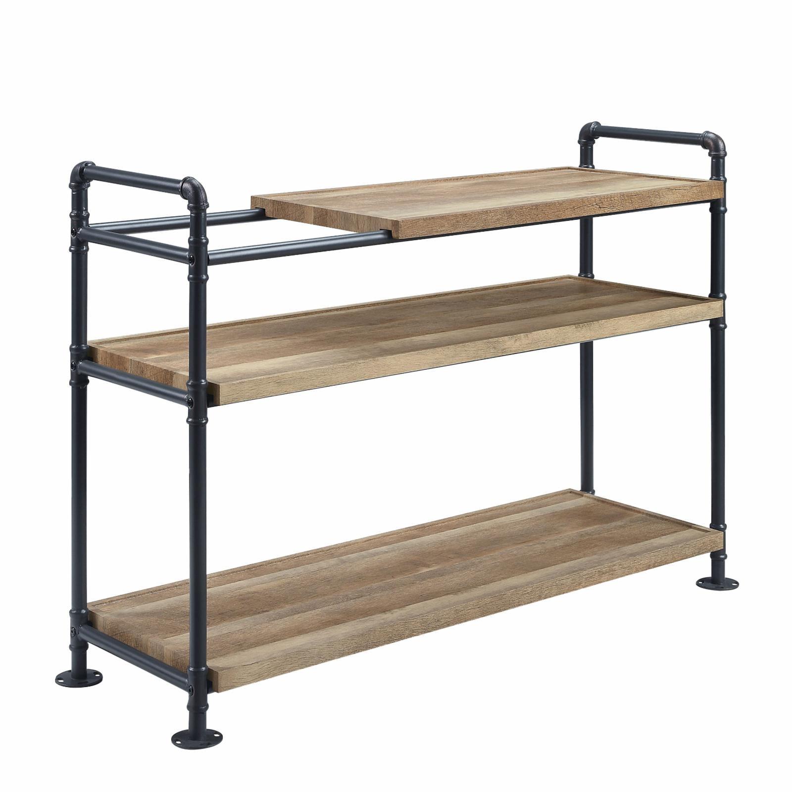 Modern Farmhouse Rustic Black Metal and Oak Wood 48" Bookshelf