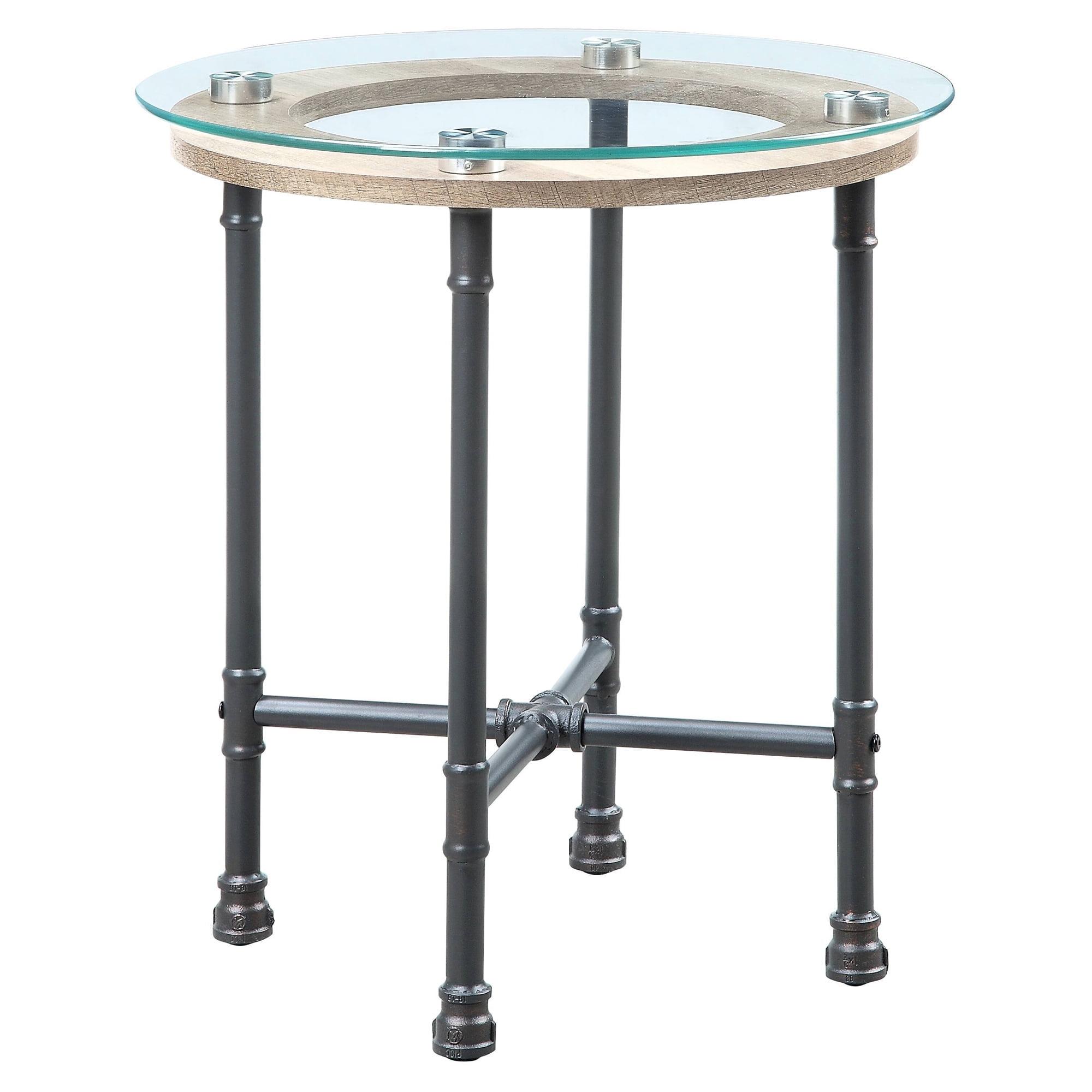 Glass Top Cross Legs End Table