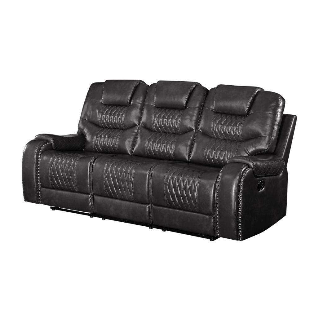 90" Braylon Sofa Magnetite PU - Acme Furniture: Reclining, Plush Cushioning, Includes 1 Pillow