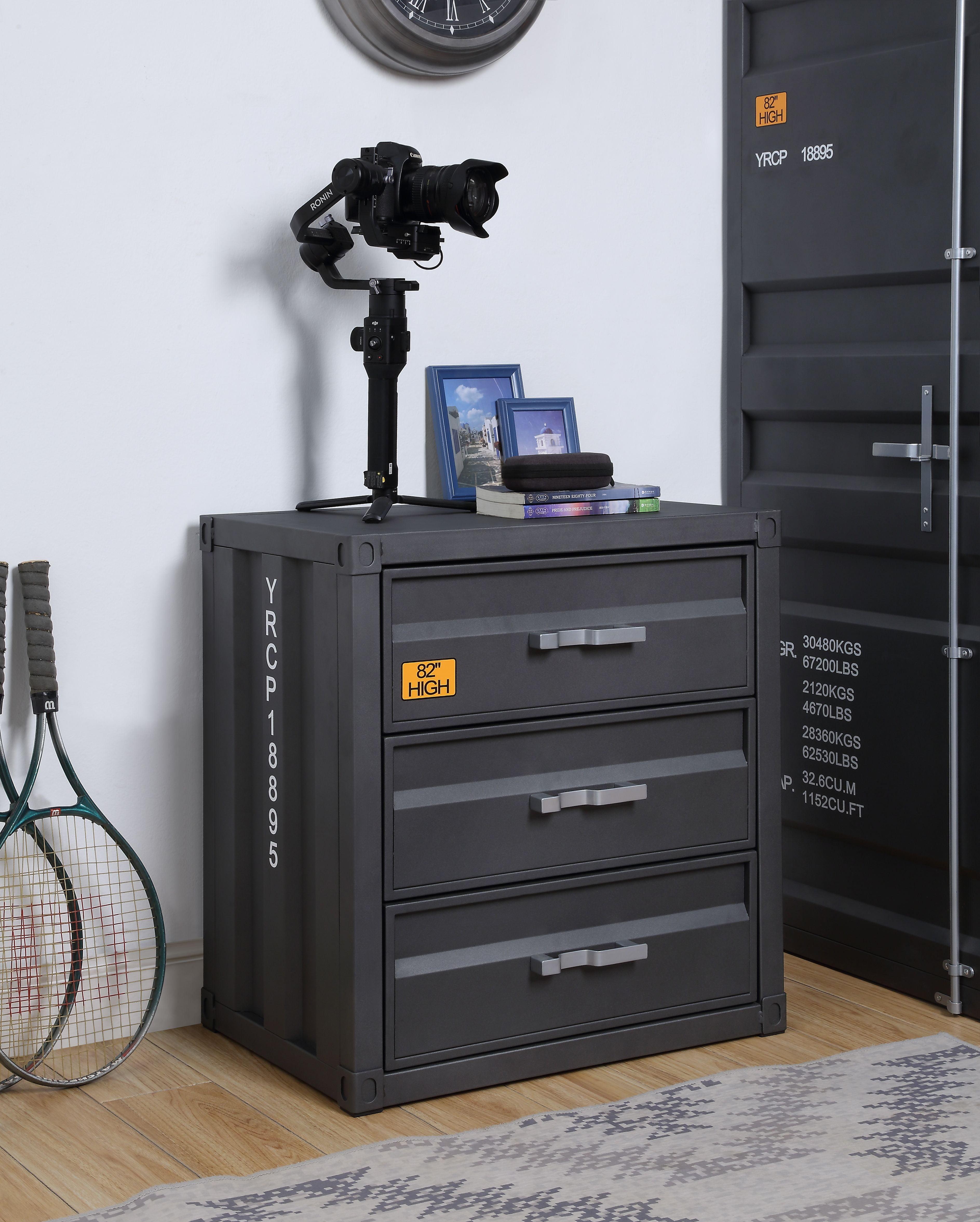 Industrial Loft 3-Drawer Cargo Chest in Gunmetal Gray