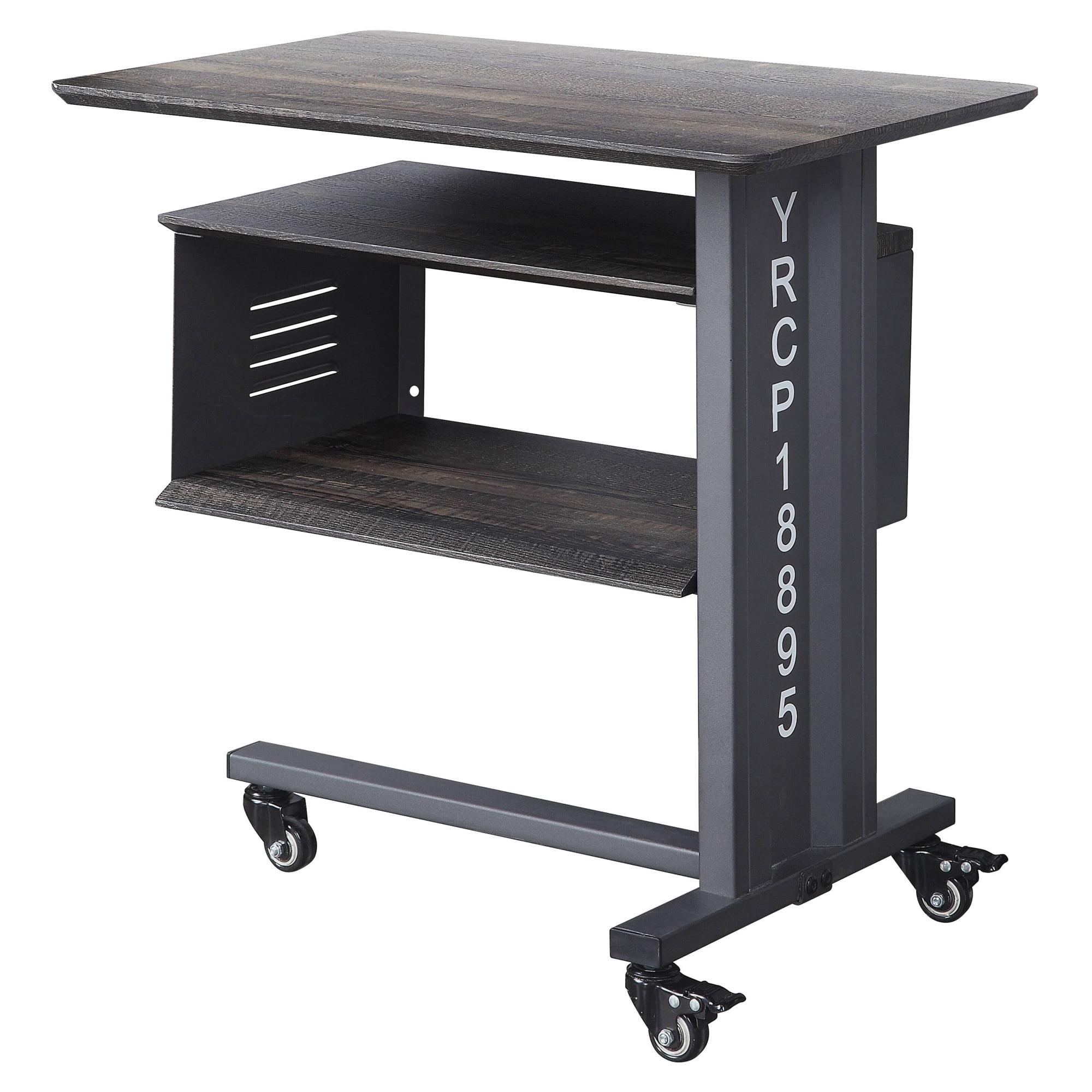 Gunmetal Wood and Metal Accent Table with Storage