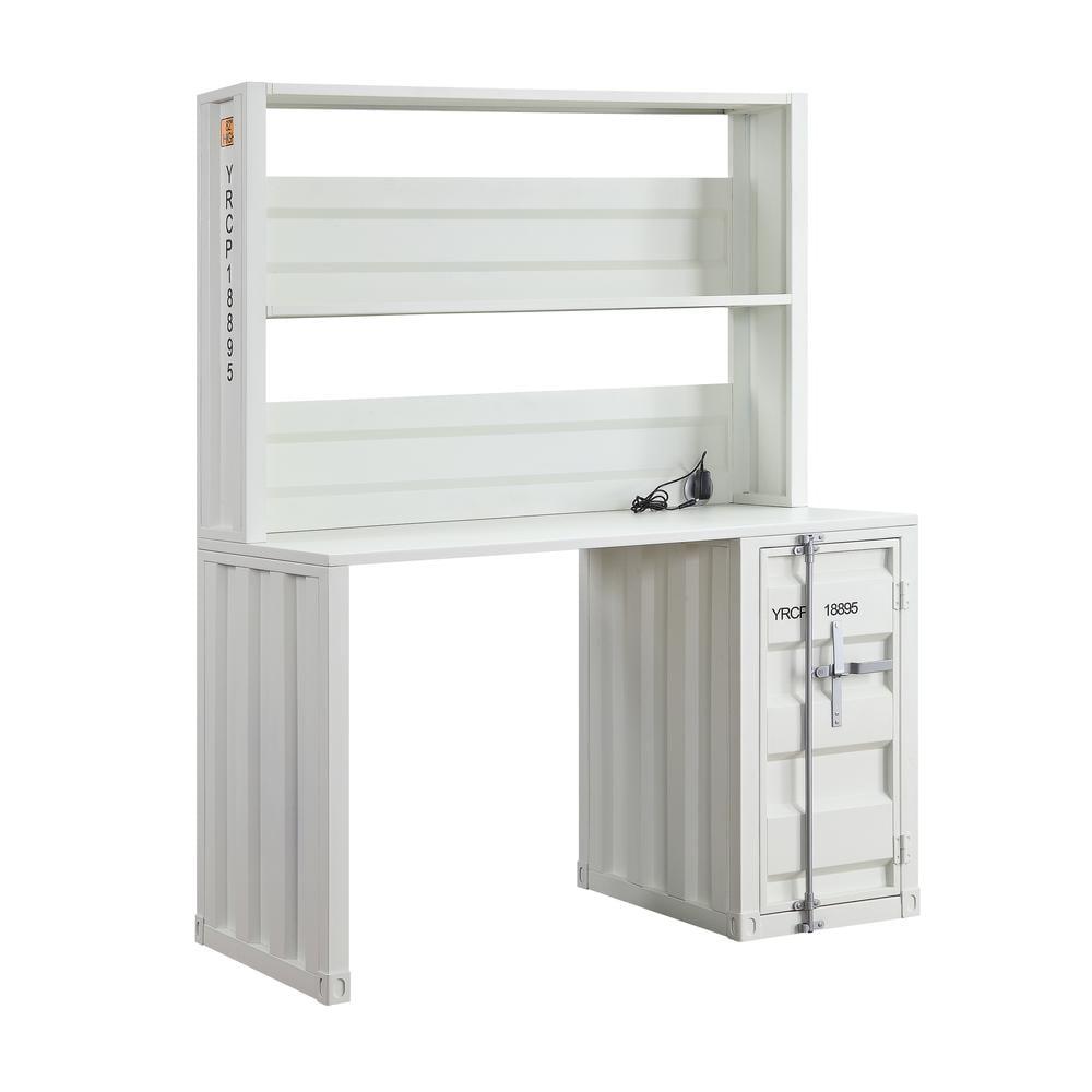 47" Cargo Desk White - Acme Furniture: L-Shaped Metal Frame, No Assembly, All Purpose Drawer