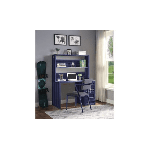 Acme Furniture Cargo 47" Desks Blue: Metal Frame, Hutch Storage, No Assembly, 31"W x 54"D