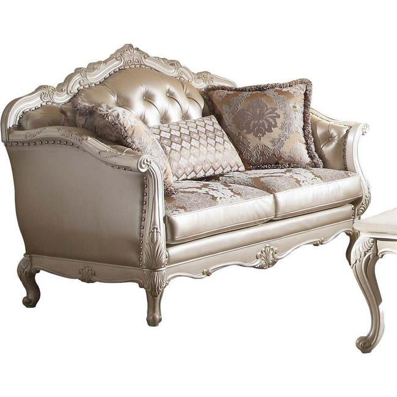 Chantelle 63'' Rose Gold Faux Leather Loveseat with Pillows