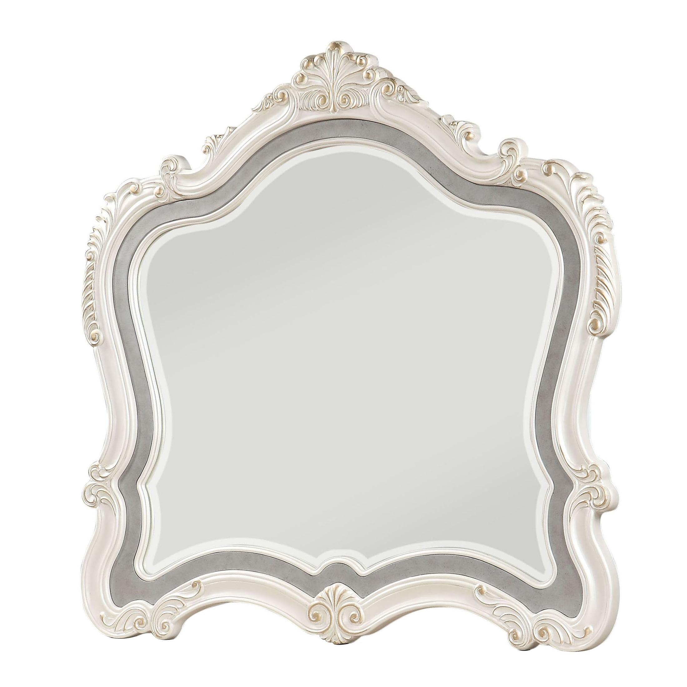 Chantelle Luxe Pearl White Wooden Dresser Mirror 45"