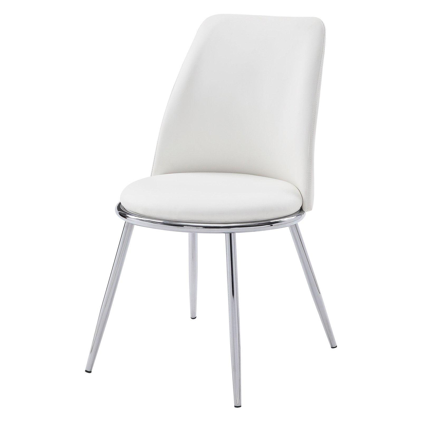 ACME Chara Faux Leather Dining Side Chair in White and Chrome (Set of 2)