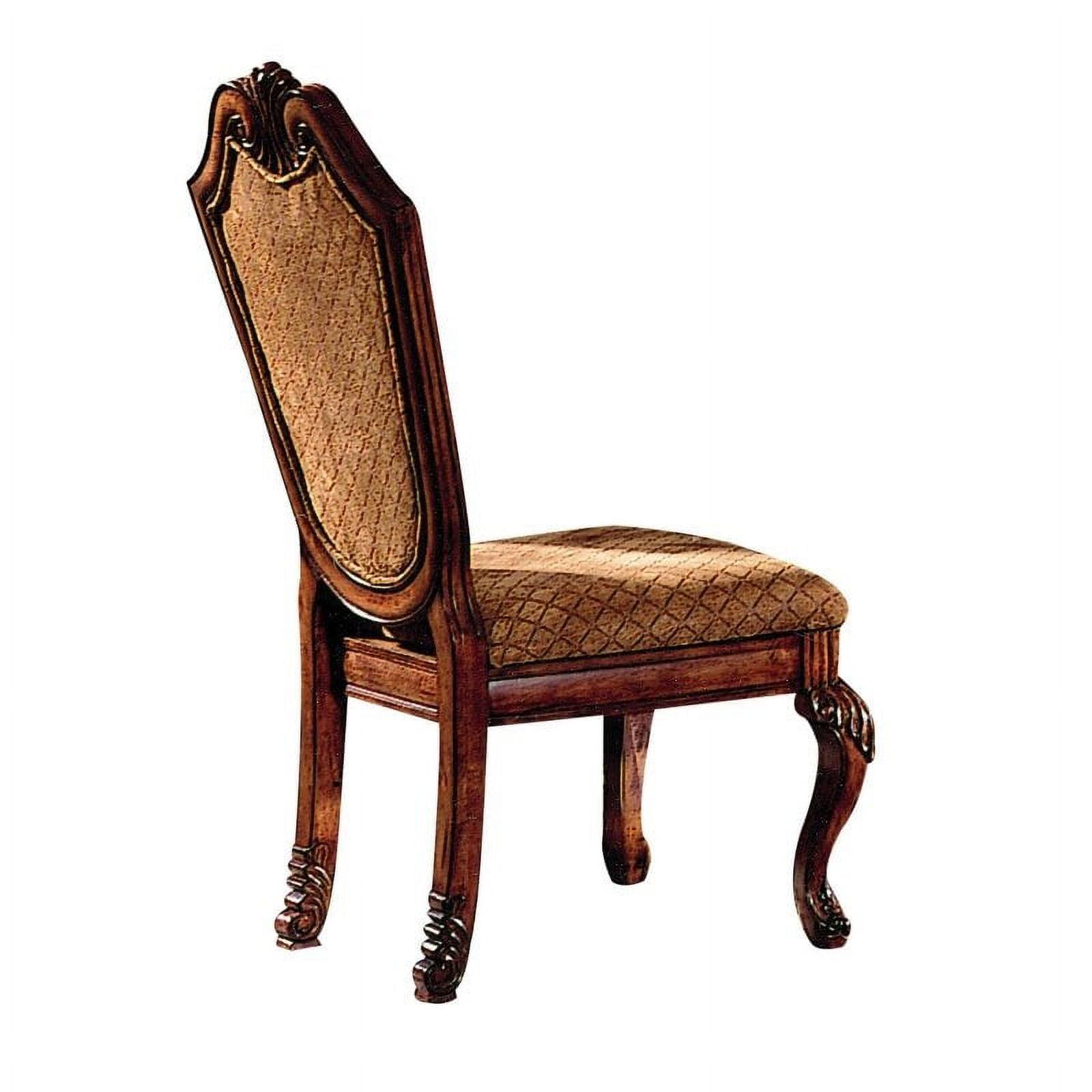 High-Back Luxe Linen & Cherry Wood Side Chair
