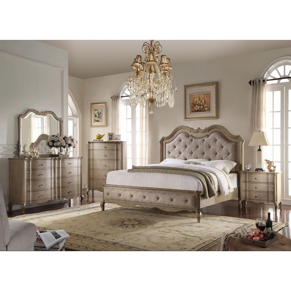 Acme Furniture 64" Chelmsford Dresser Antique Taupe: 8-Drawer Wood Storage for Bedroom, No Assembly Required