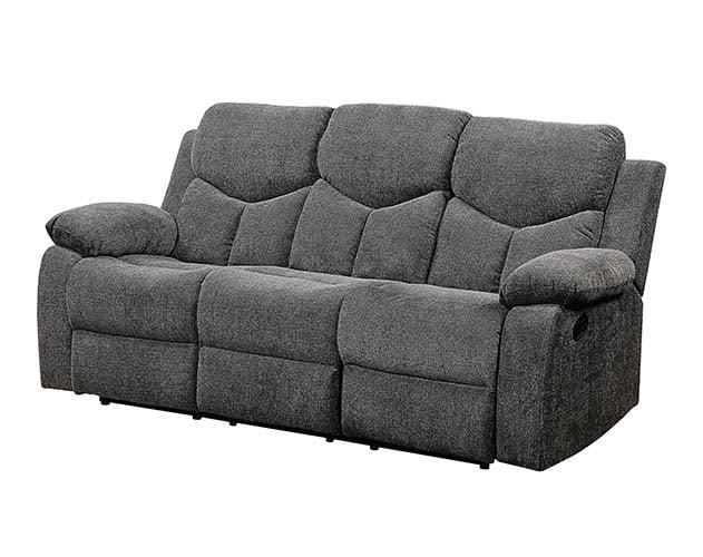 82" Kalen Sofa Gray Chenille - Acme Furniture: Upholstered Recliner, Includes 2 Accent Pillows