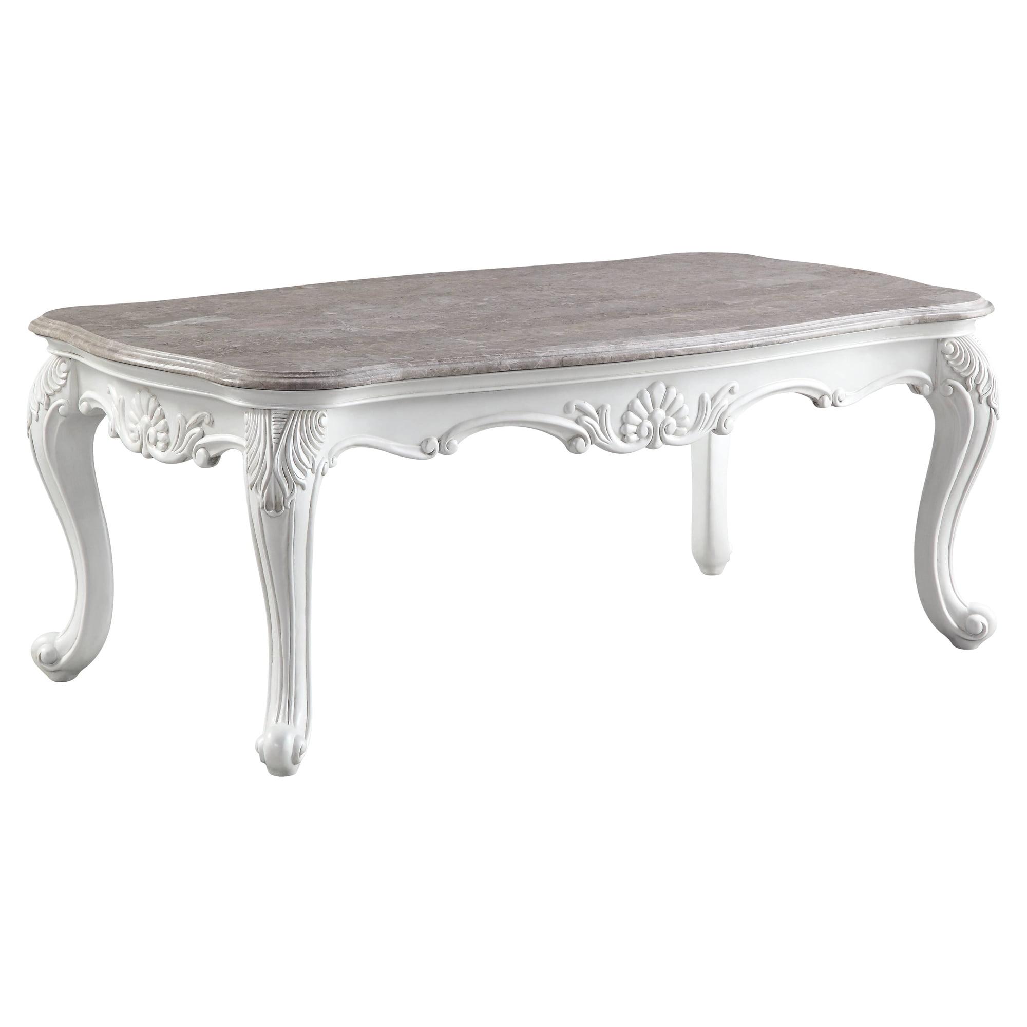 Elegant 54'' White Marble Rectangular Coffee Table