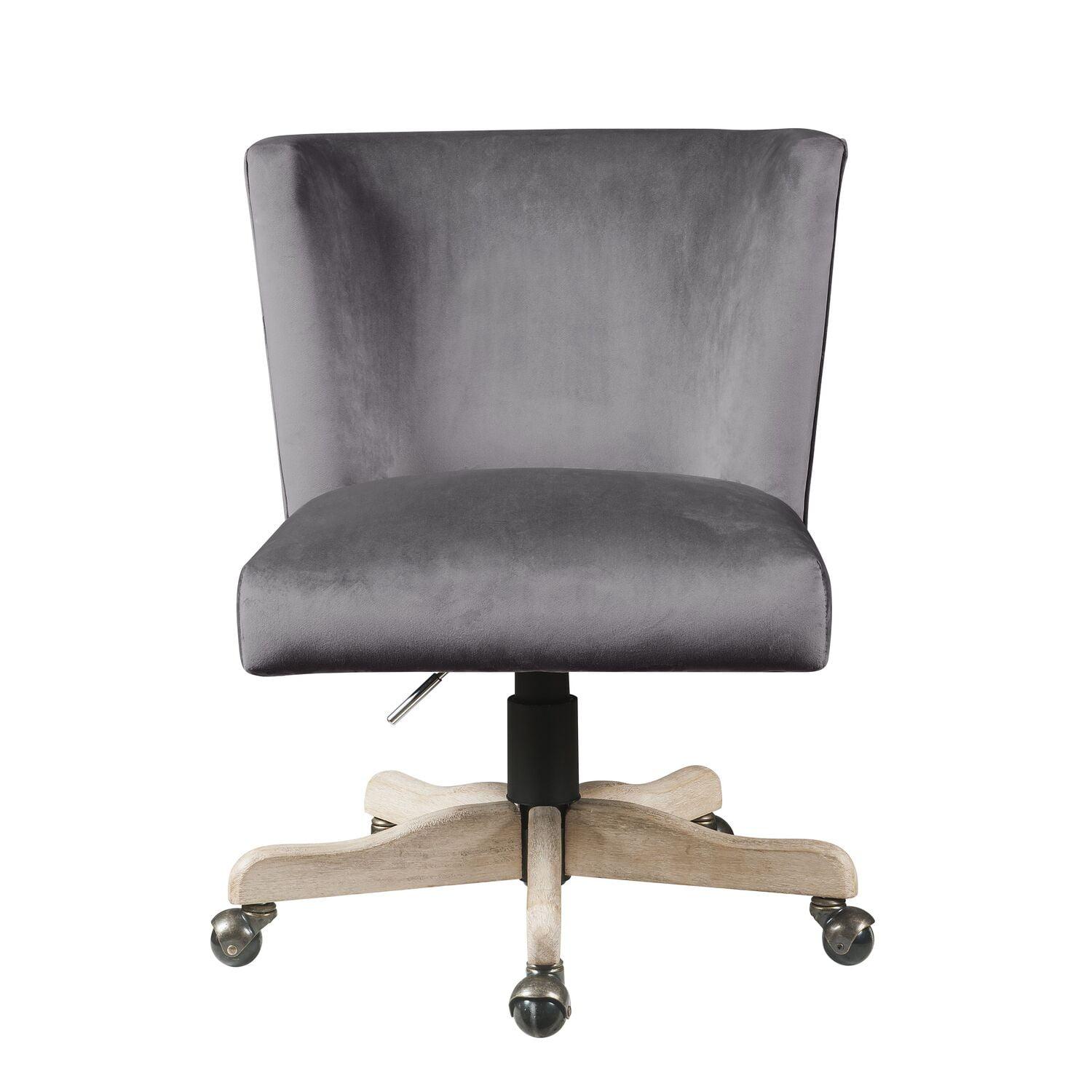 Cliasca 42" Gray Velvet Swivel Office Chair with Wing Backrest