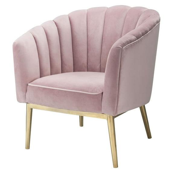 31" Colla Accent Chair Blush Pink Velvet/Gold Finish - Acme Furniture: Tufted, Leather Upholstery, Wood Frame