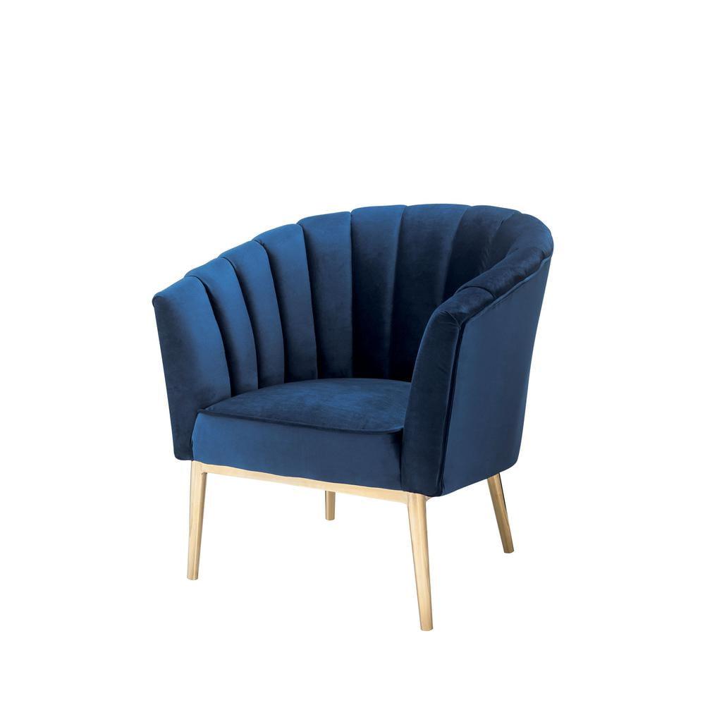 31" Colla Accent Chair Midnight Blue Velvet/Gold Finish - Acme Furniture