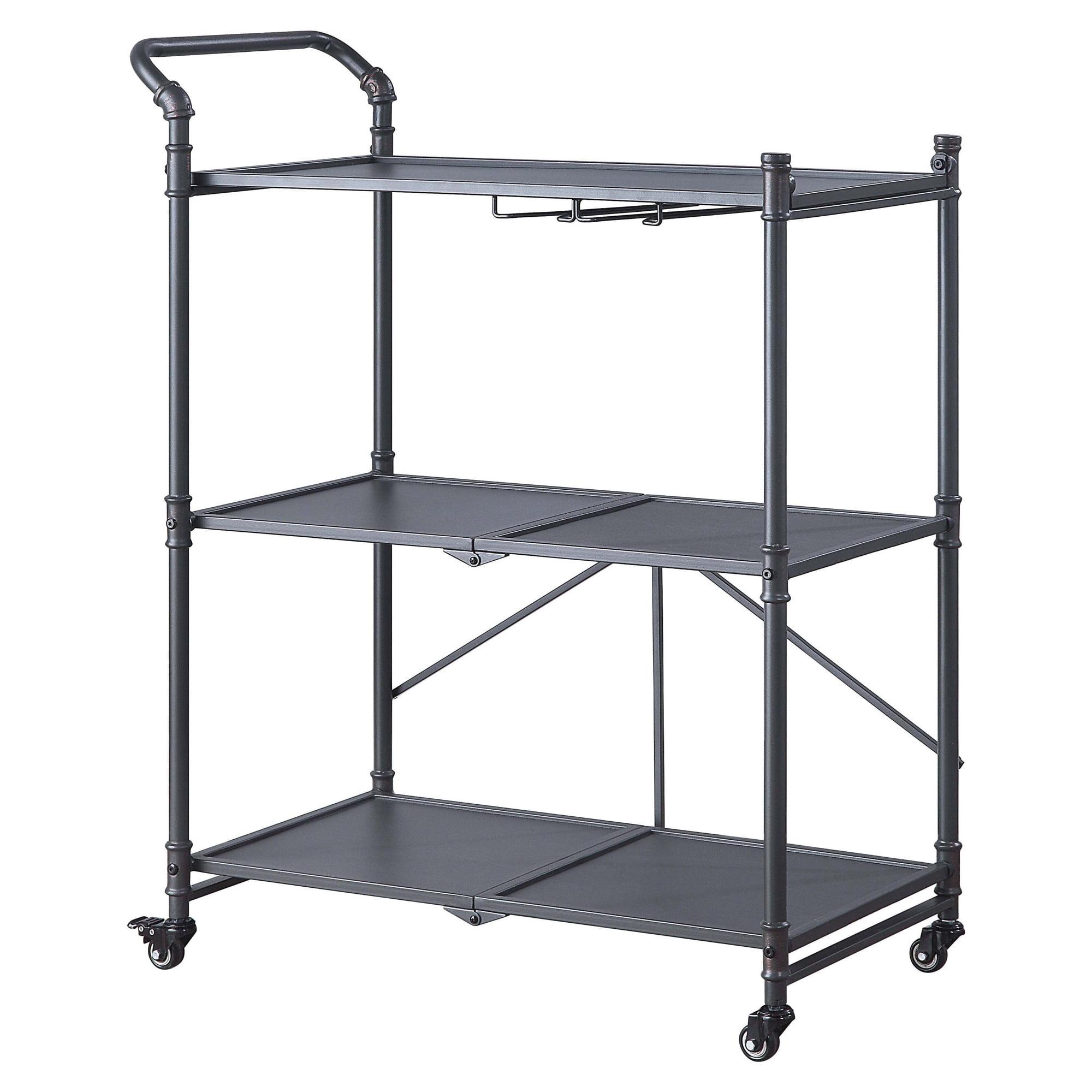 Cordelia Rustic Industrial Sandy Black Serving Cart with Storage