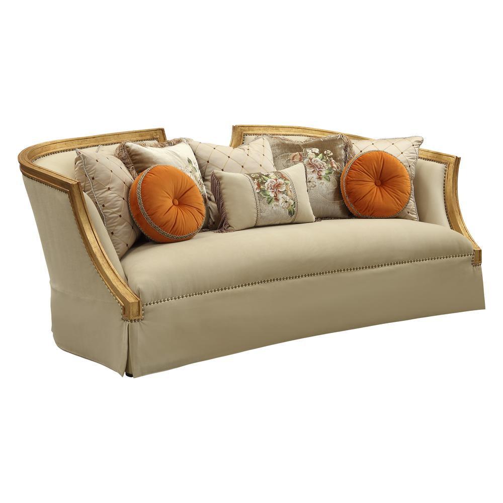 Elegant Sloped Arm Reclining Sofa with Nailhead Trim in Coffee Wood