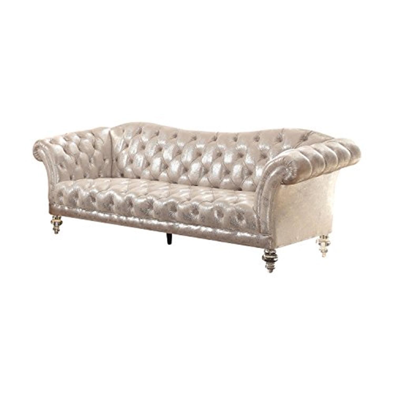 ACME Dixie Tufted Sofa in Metallic Silver