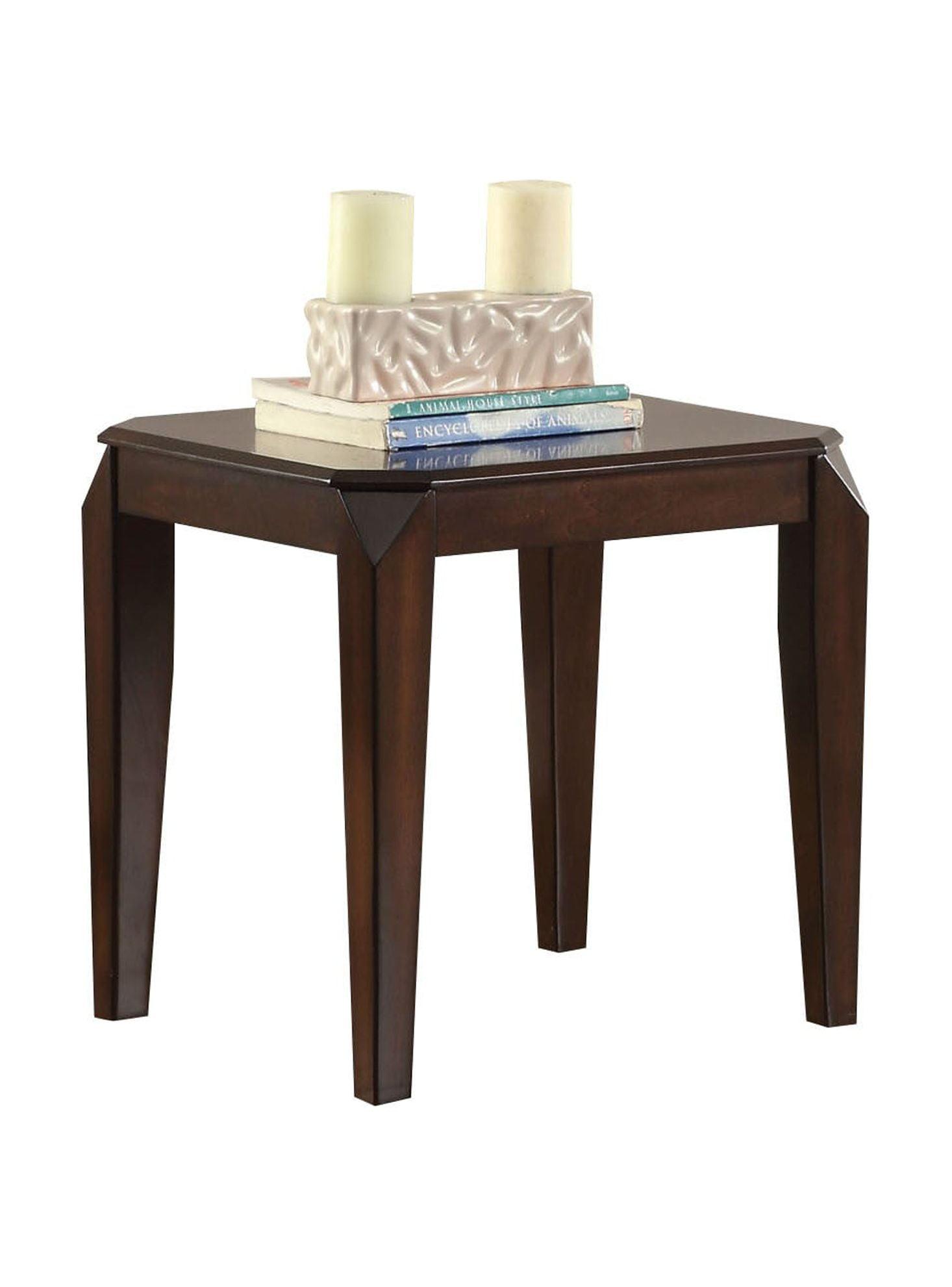 Transitional Walnut Wood Square End Table with Tapered Legs