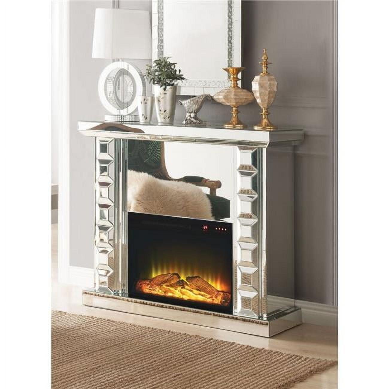 ACME Dominic Mirrored Electric Fireplace in Mirrored Finish